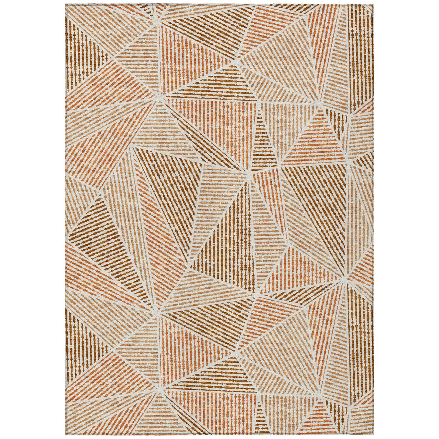 8' X 10' Terra Cotta Beige And Salmon Geometric Washable Indoor Outdoor Area Rug-1
