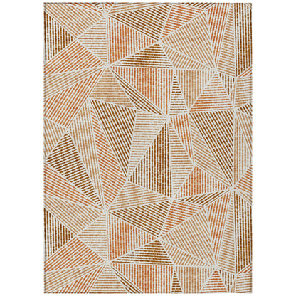 8' X 10' Terra Cotta Beige And Salmon Geometric Washable Indoor Outdoor Area Rug-1