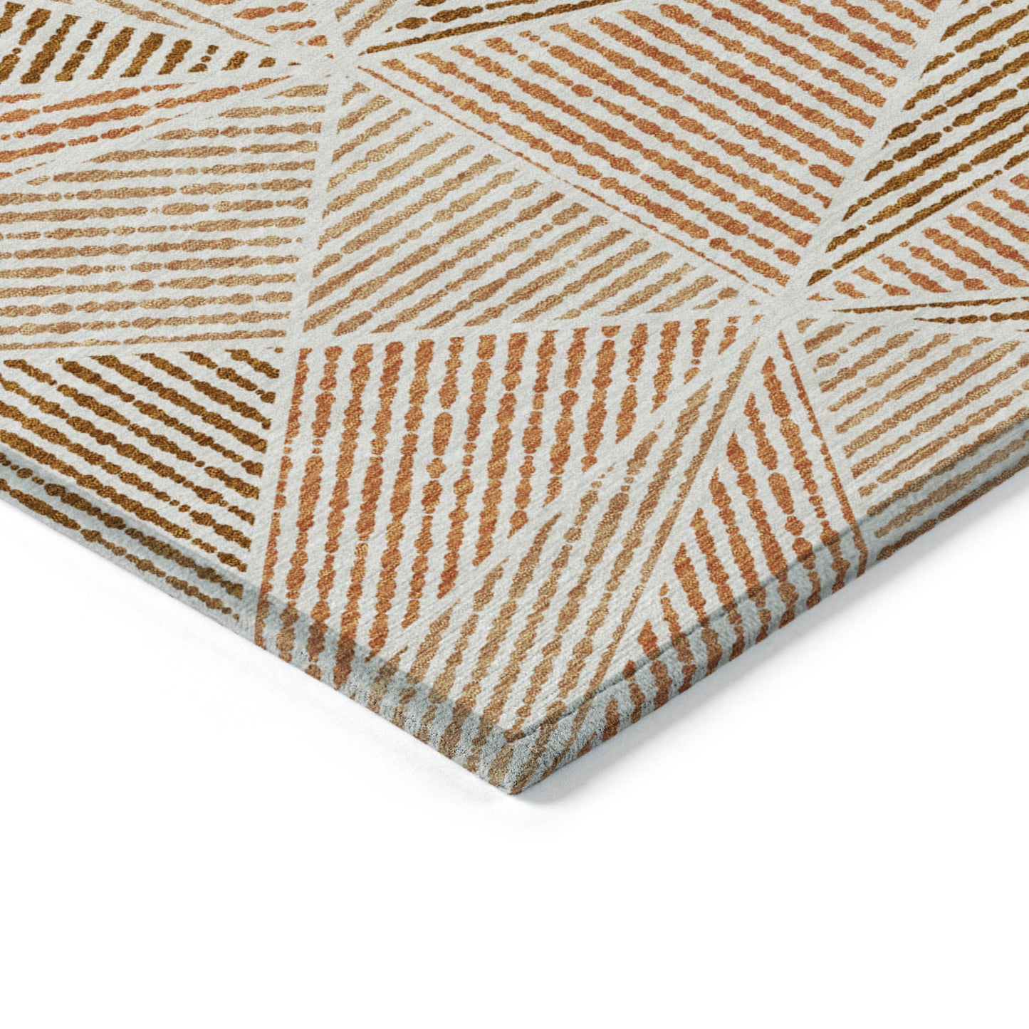 8' X 10' Terra Cotta Beige And Salmon Geometric Washable Indoor Outdoor Area Rug-3