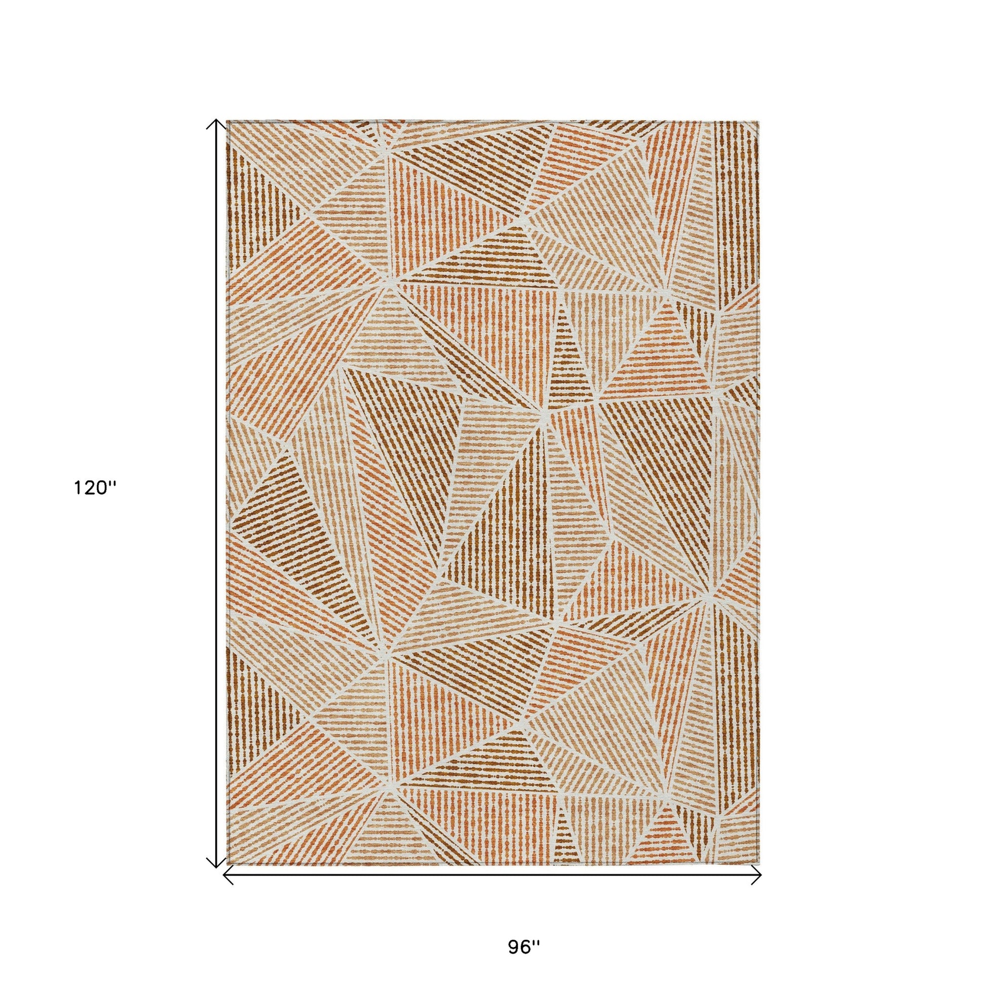 8' X 10' Terra Cotta Beige And Salmon Geometric Washable Indoor Outdoor Area Rug-2