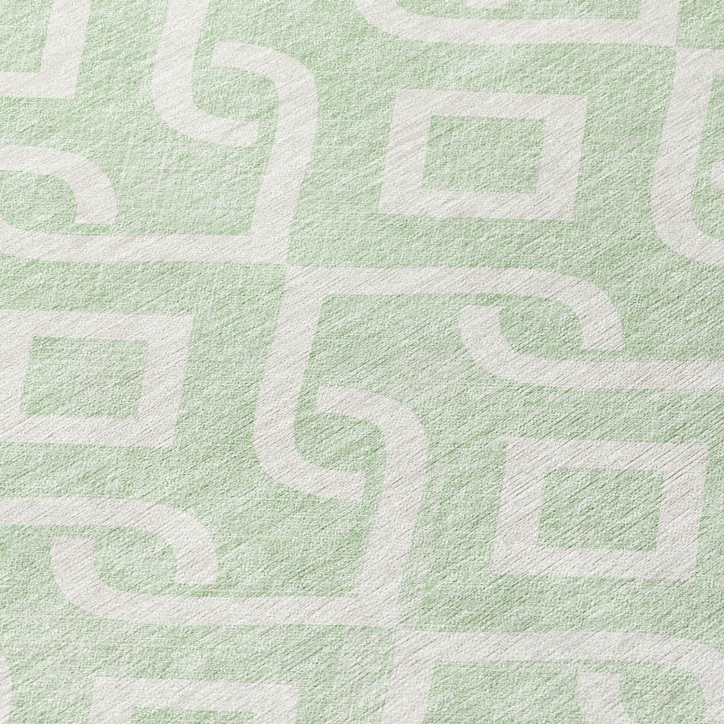 8' Mint Green And Ivory Round Geometric Washable Indoor Outdoor Area Rug-3