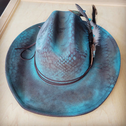 CUSTOM Hand-Painted Cowgirl Western Boho Hat A102-1