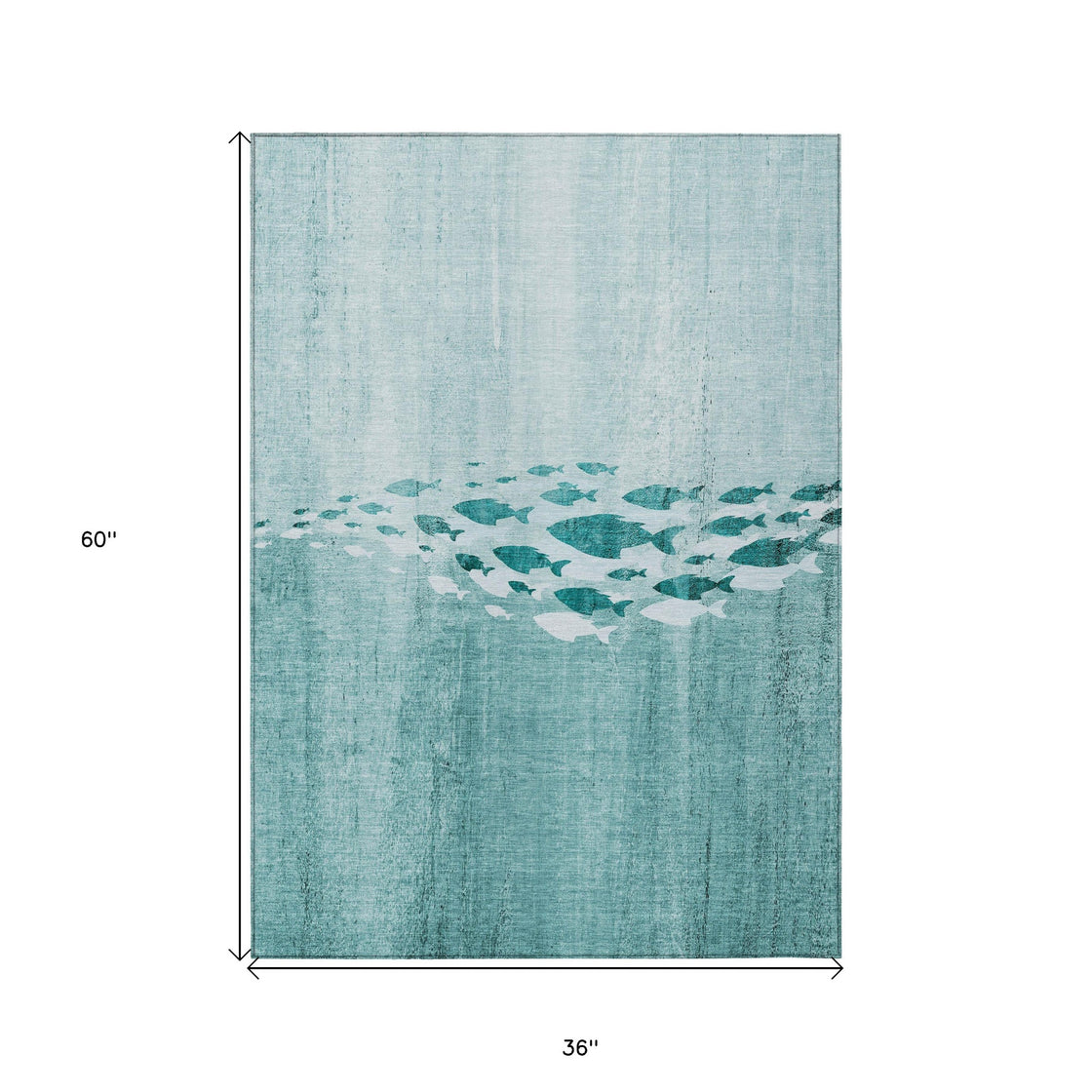 3' X 5' Teal Blue Aqua And Ivory Nautical Washable Indoor Outdoor Area Rug-2