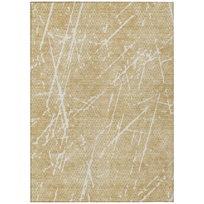 3' X 5' Beige And Ivory Abstract Washable Indoor Outdoor Area Rug-1