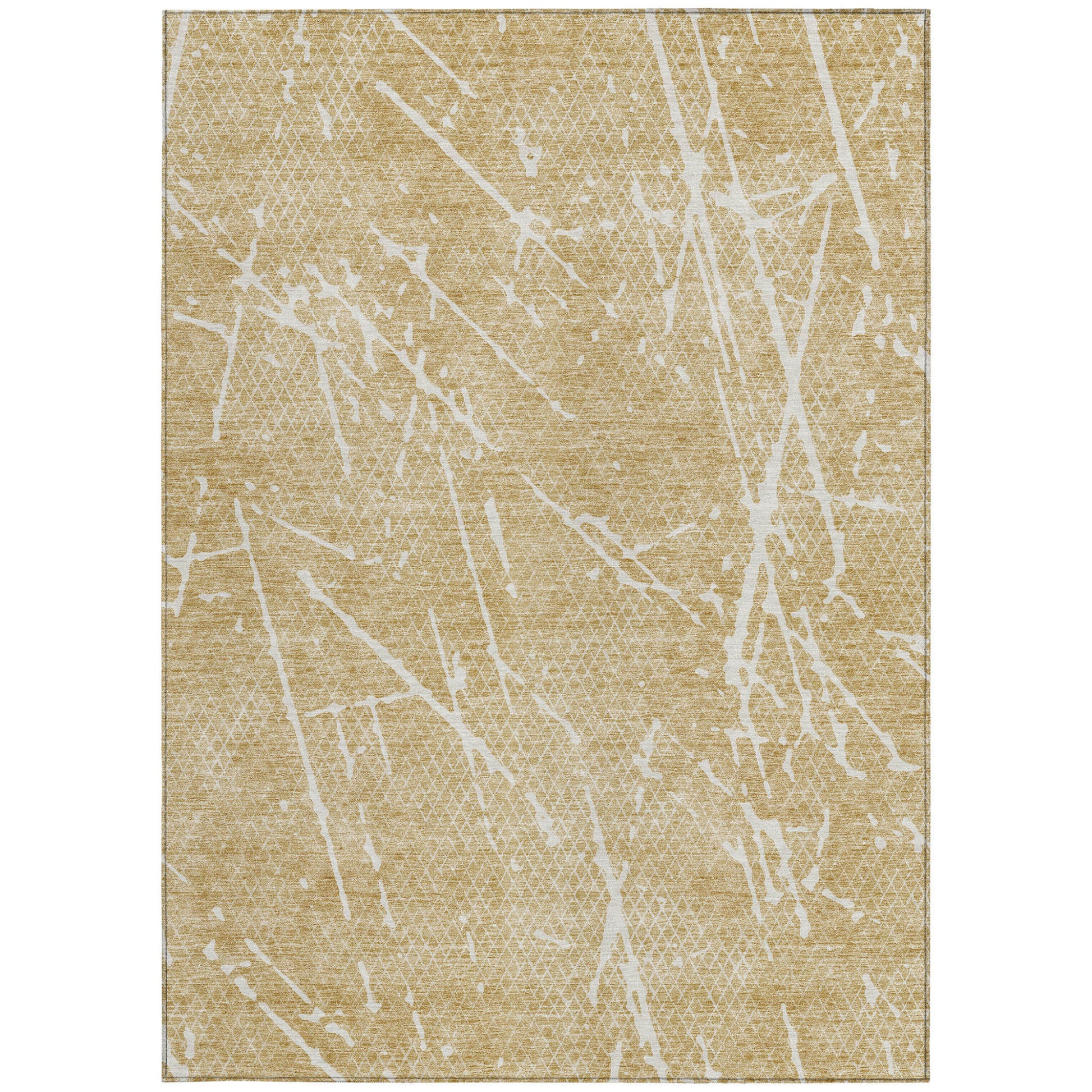 3' X 5' Beige And Ivory Abstract Washable Indoor Outdoor Area Rug-4