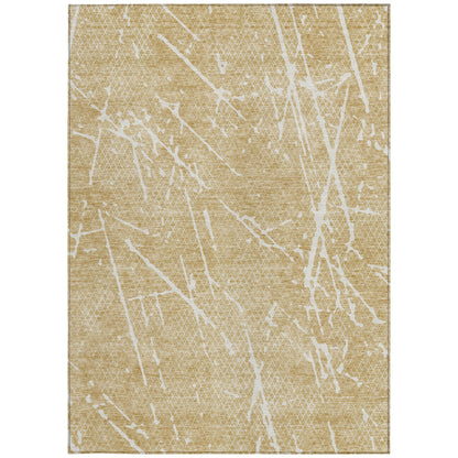 3' X 5' Beige And Ivory Abstract Washable Indoor Outdoor Area Rug-4