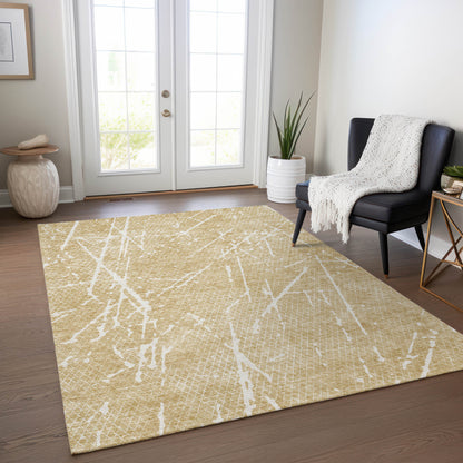 3' X 5' Beige And Ivory Abstract Washable Indoor Outdoor Area Rug-6