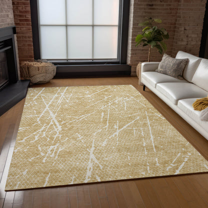 3' X 5' Beige And Ivory Abstract Washable Indoor Outdoor Area Rug-7