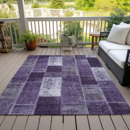8' X 10' Purple Eggplant And Lavender Patchwork Washable Indoor Outdoor Area Rug-6
