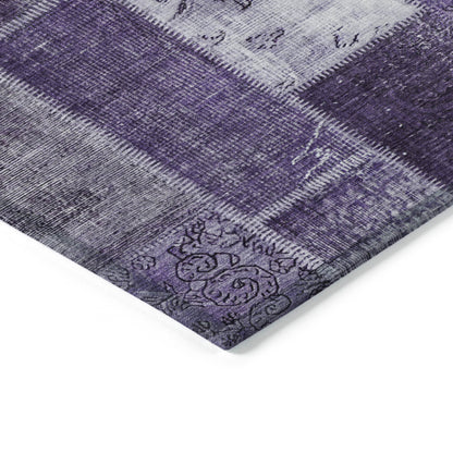 8' X 10' Purple Eggplant And Lavender Patchwork Washable Indoor Outdoor Area Rug-3