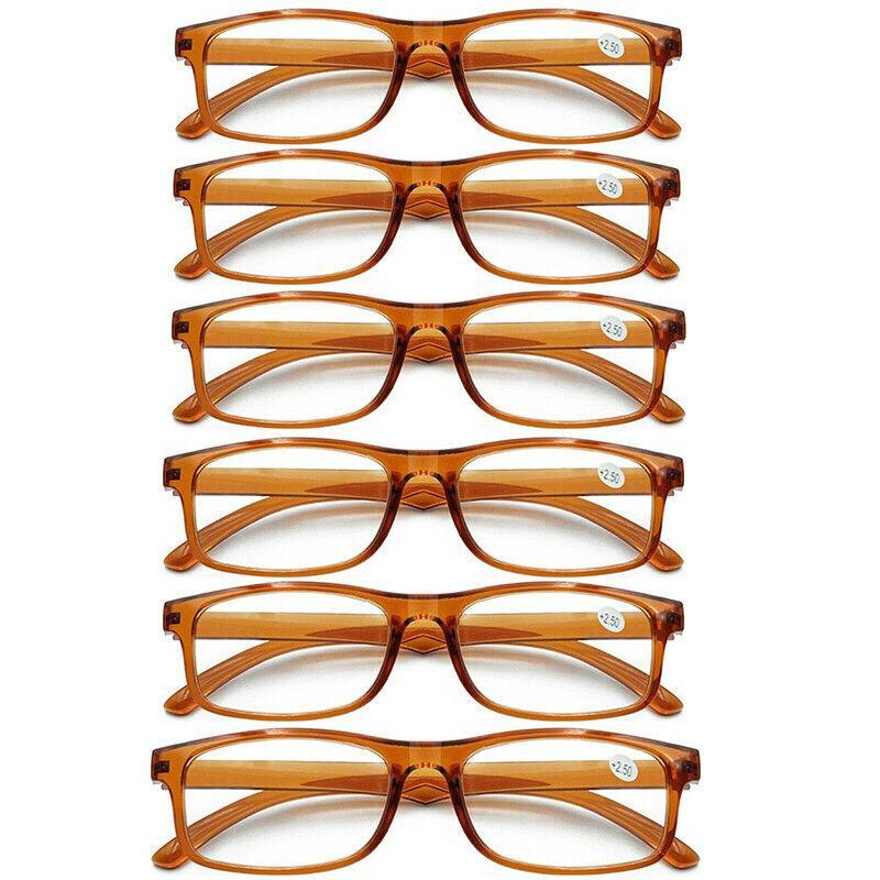 6 Pairs Brown Reading Glasses Lightweight Resin Frame for Men and Women-5