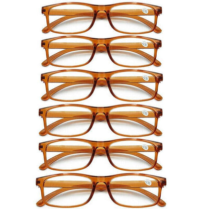 6 Pairs Brown Reading Glasses Lightweight Resin Frame for Men and Women-5