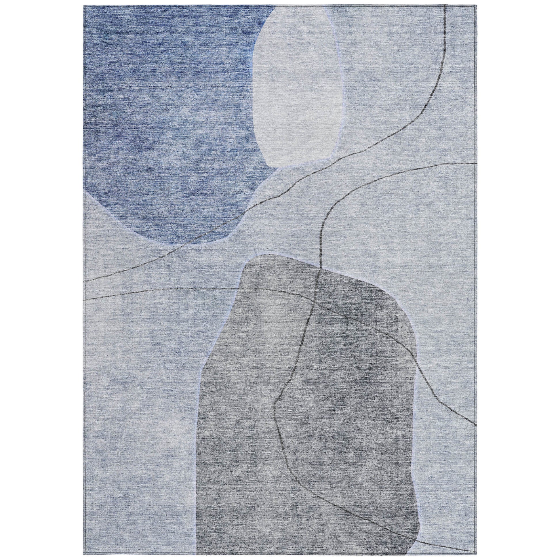 8' X 10' Denim Blue And Sky Blue Abstract Washable Indoor Outdoor Area Rug-6
