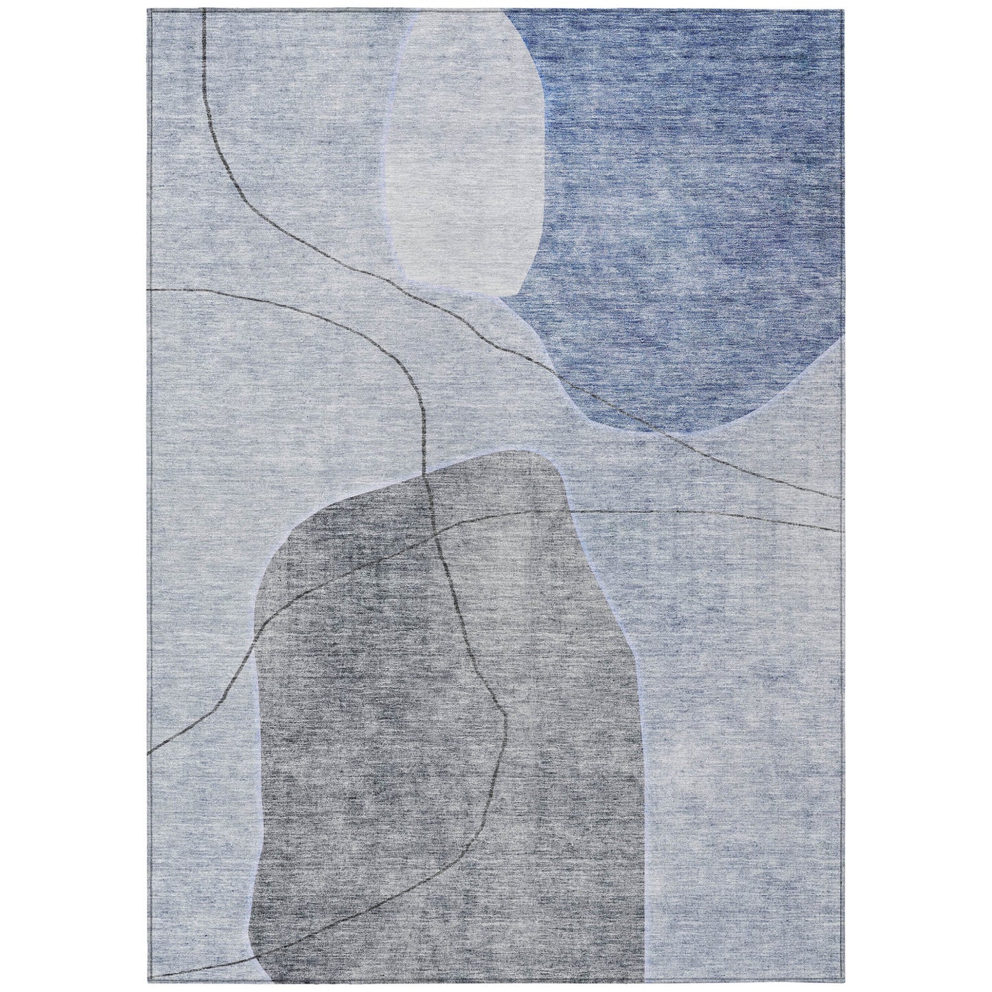 8' X 10' Denim Blue And Sky Blue Abstract Washable Indoor Outdoor Area Rug-1