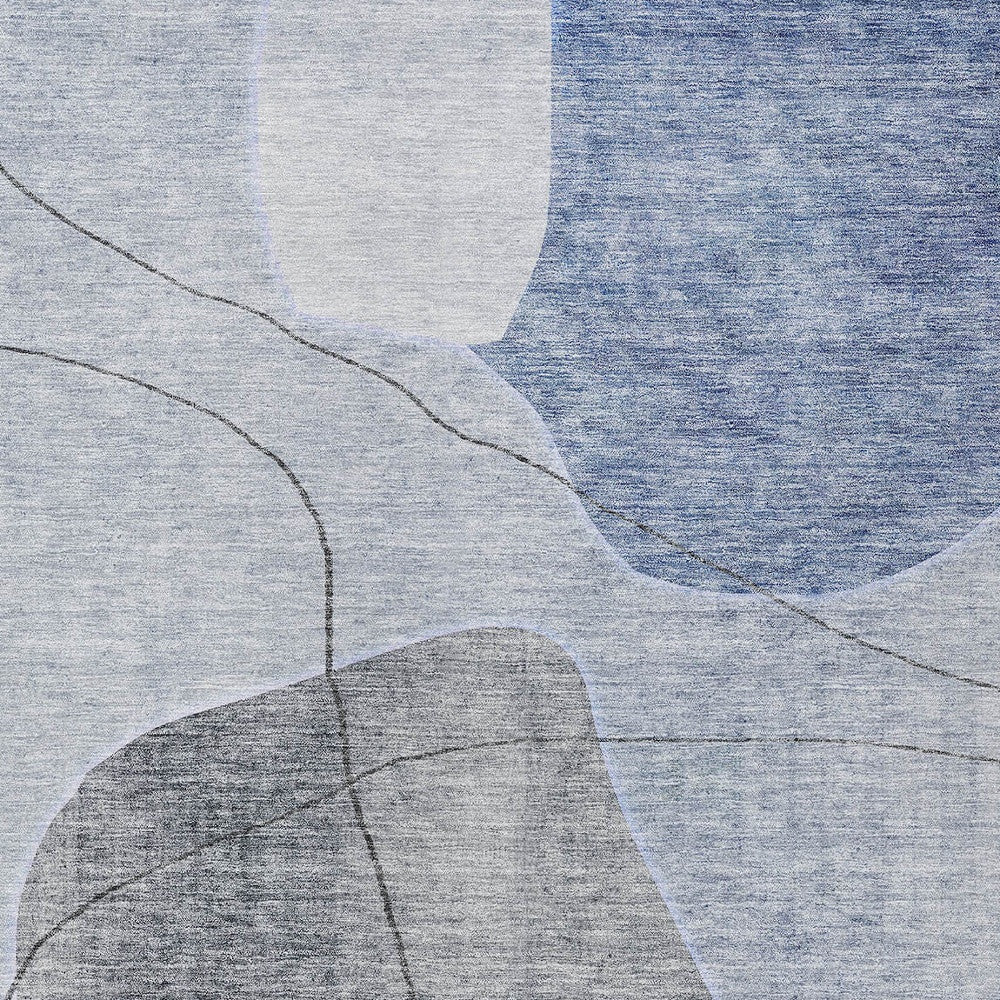 8' X 10' Denim Blue And Sky Blue Abstract Washable Indoor Outdoor Area Rug-5