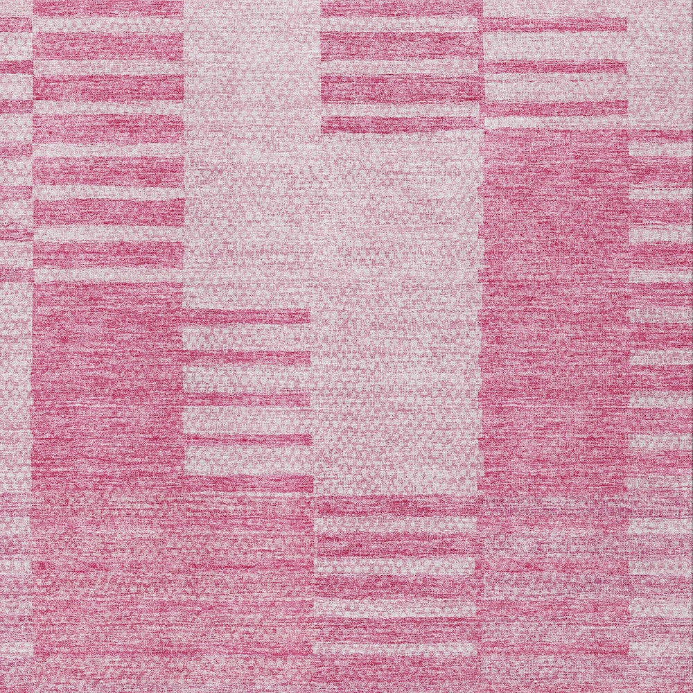 9' X 12' Pink And Blush Striped Washable Indoor Outdoor Area Rug-4