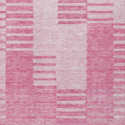 9' X 12' Pink And Blush Striped Washable Indoor Outdoor Area Rug-4