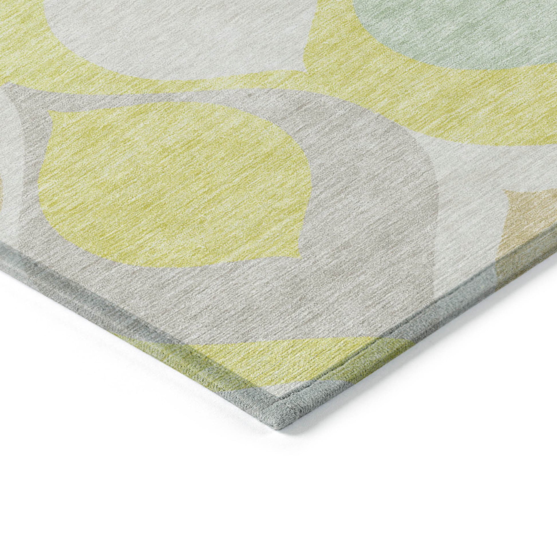 5' X 8' Yellow Mint Green And Beige Ogee Washable Indoor Outdoor Area Rug-3
