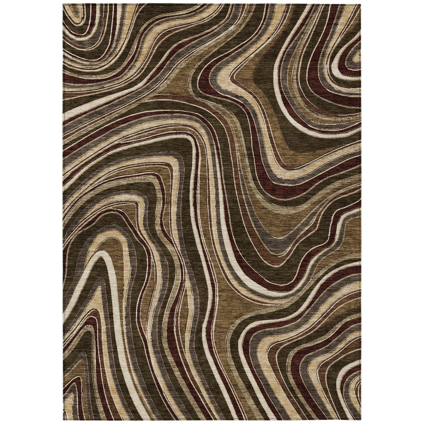 8' X 10' Brown And Ivory Abstract Washable Indoor Outdoor Area Rug-1