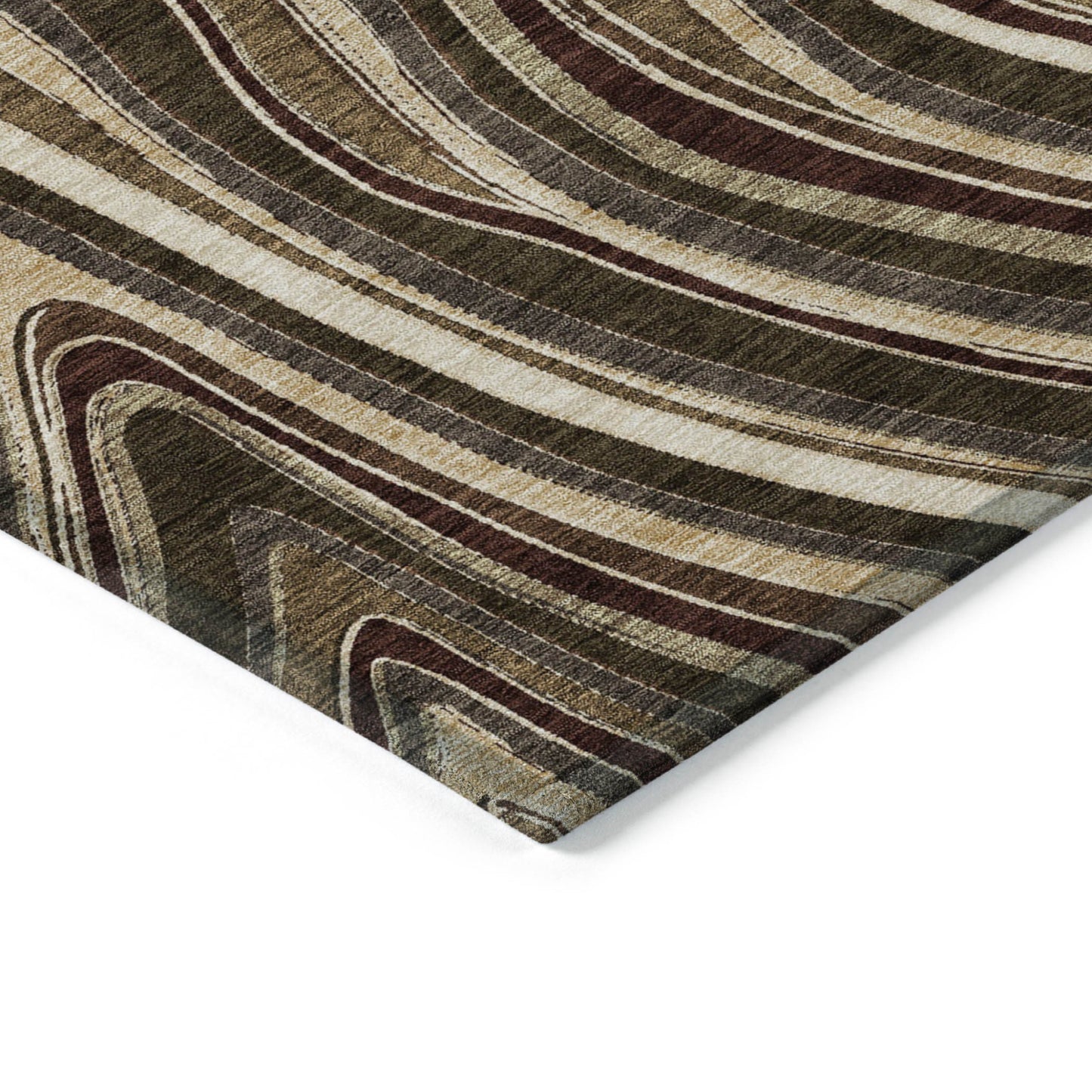 8' X 10' Brown And Ivory Abstract Washable Indoor Outdoor Area Rug-2