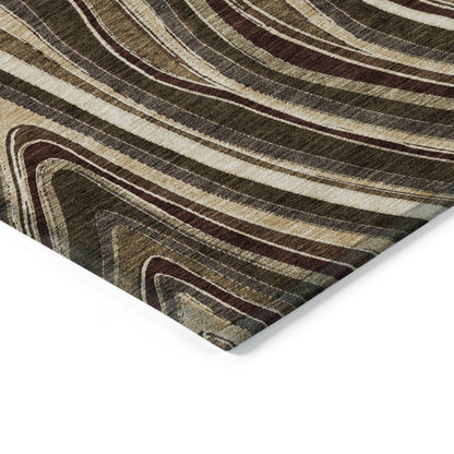 8' X 10' Brown And Ivory Abstract Washable Indoor Outdoor Area Rug-2