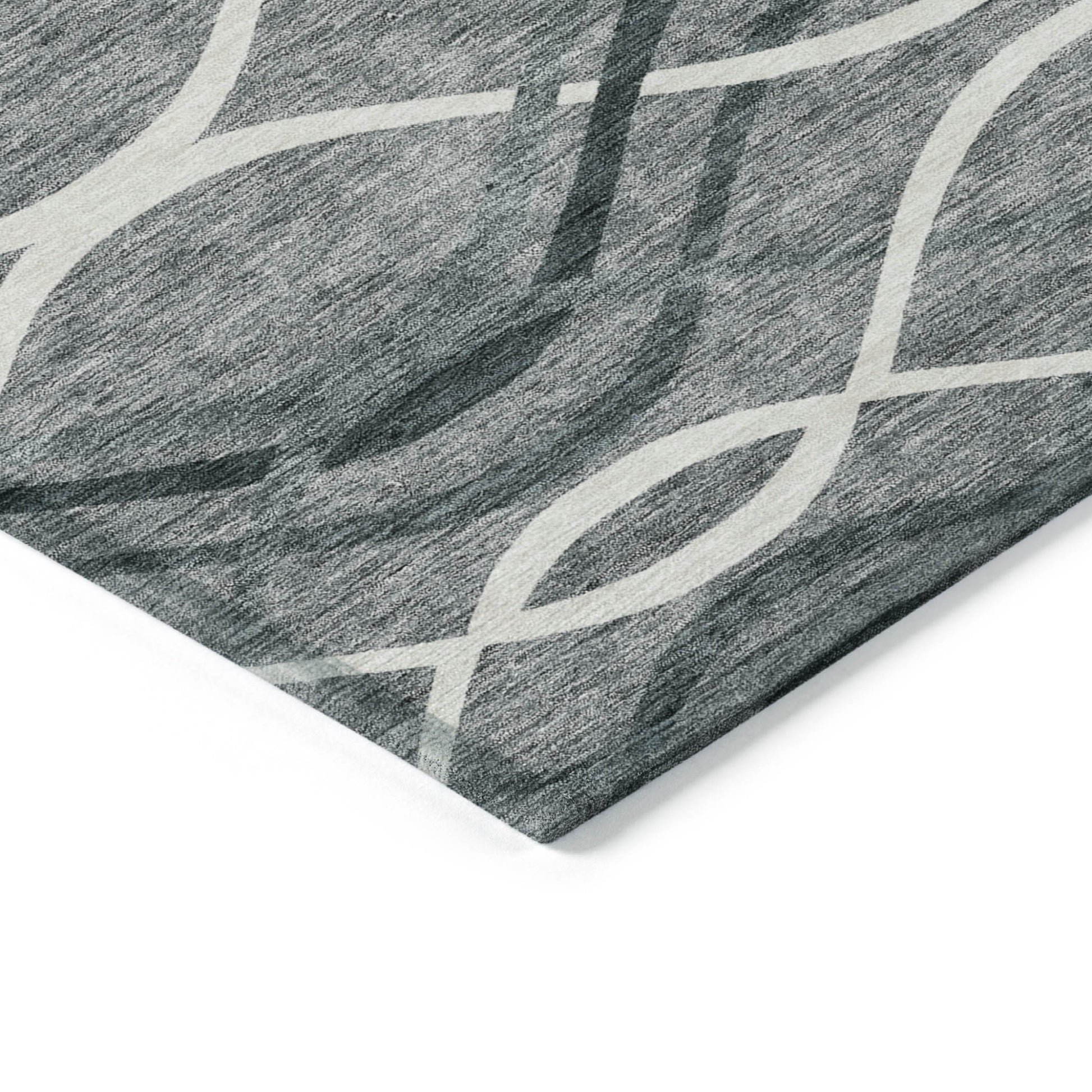 3' X 5' Gray Ivory And Charcoal Abstract Washable Indoor Outdoor Area Rug-3