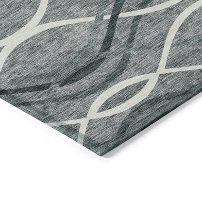 3' X 5' Gray Ivory And Charcoal Abstract Washable Indoor Outdoor Area Rug-3