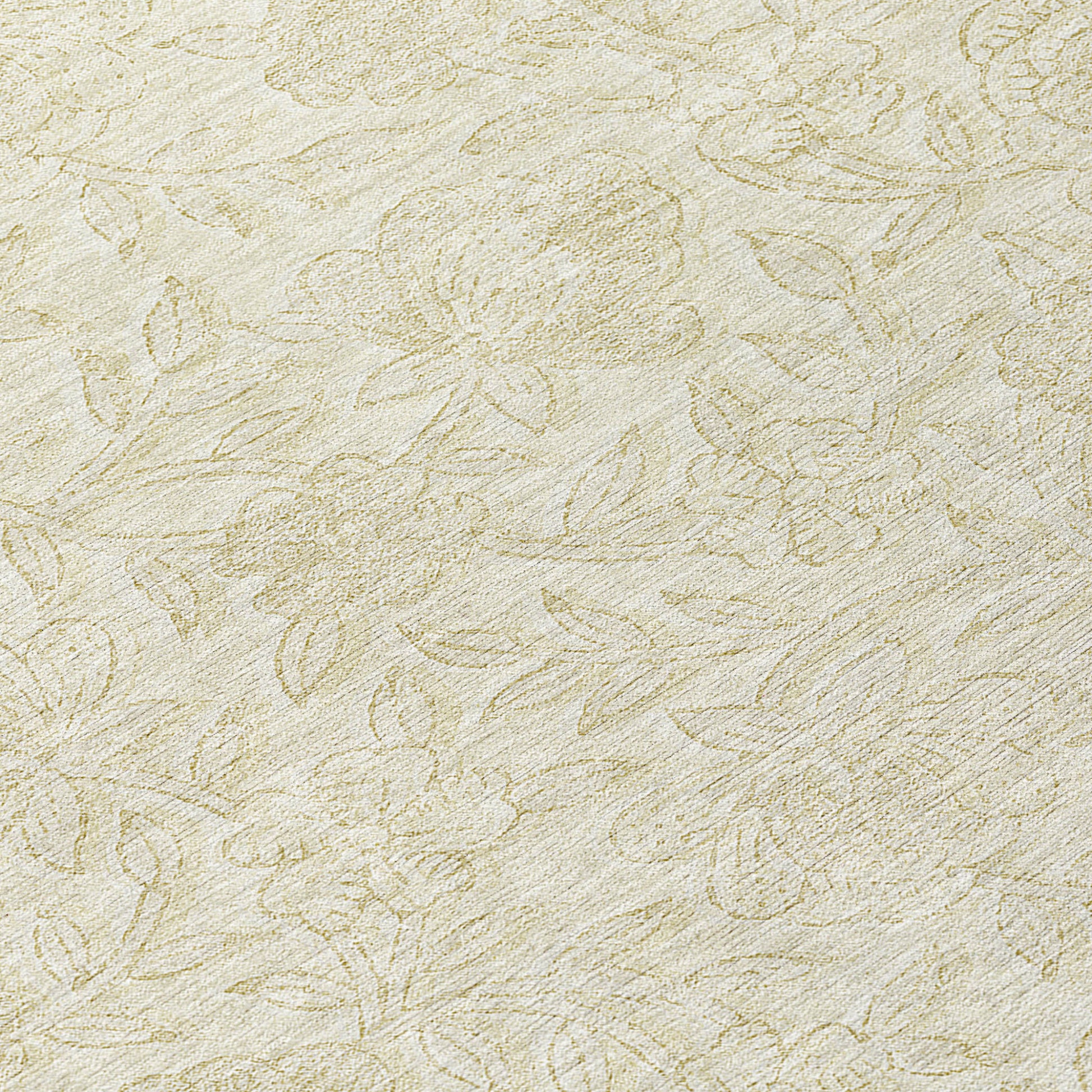 8' Ivory And Beige Round Floral Washable Indoor Outdoor Area Rug-7