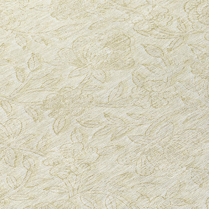 8' Ivory And Beige Round Floral Washable Indoor Outdoor Area Rug-7