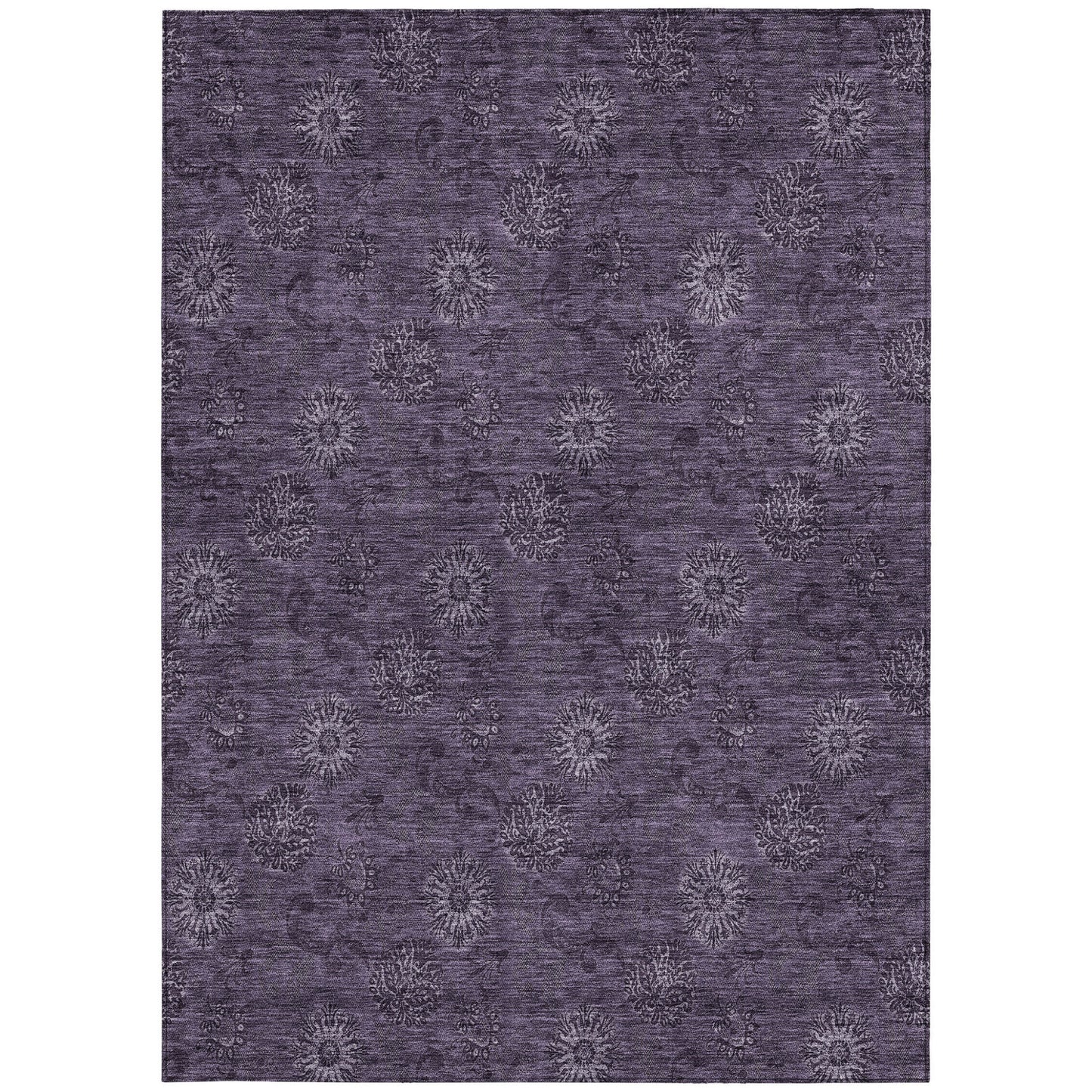 9' X 12' Eggplant And Purple Floral Washable Indoor Outdoor Area Rug-6