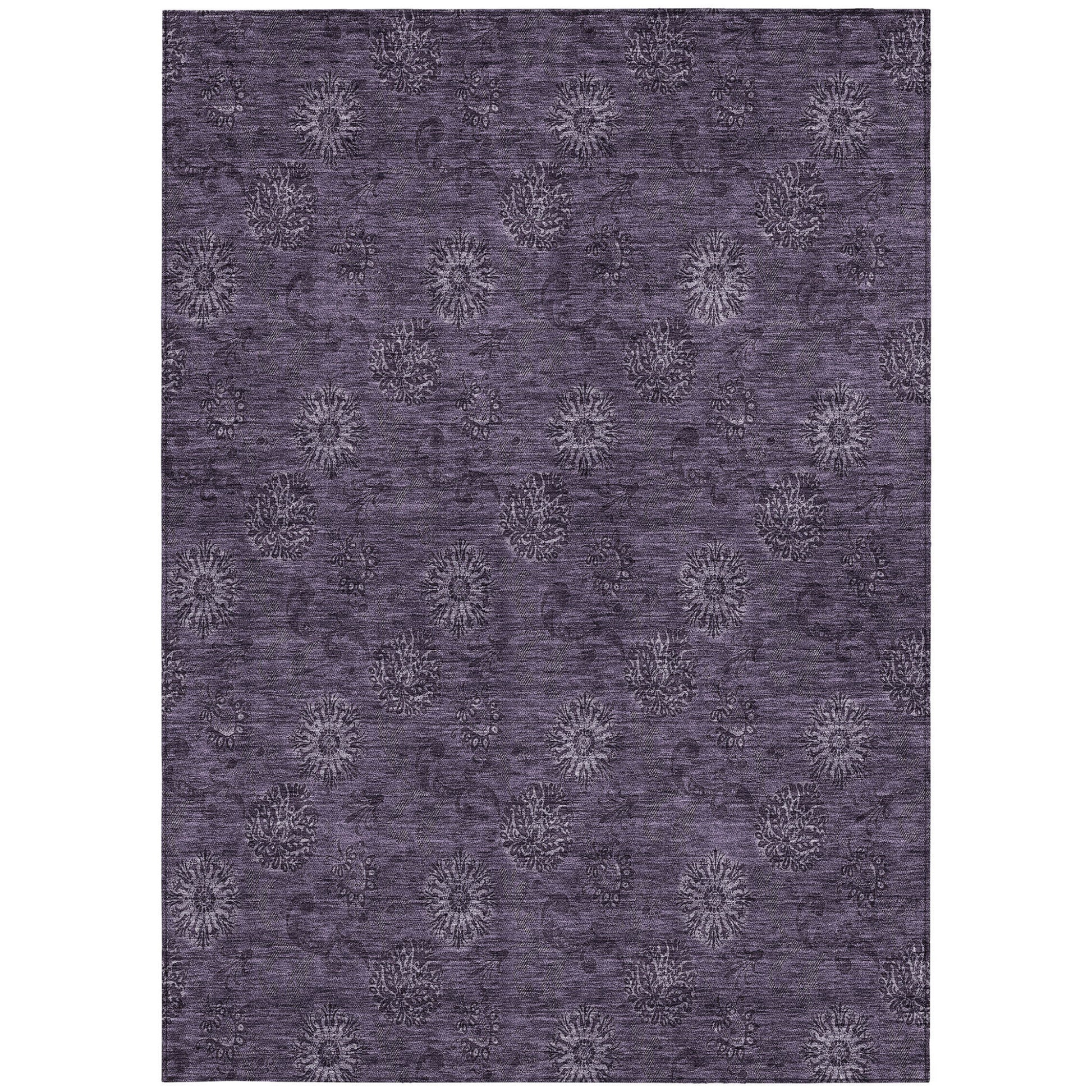 9' X 12' Eggplant And Purple Floral Washable Indoor Outdoor Area Rug-6