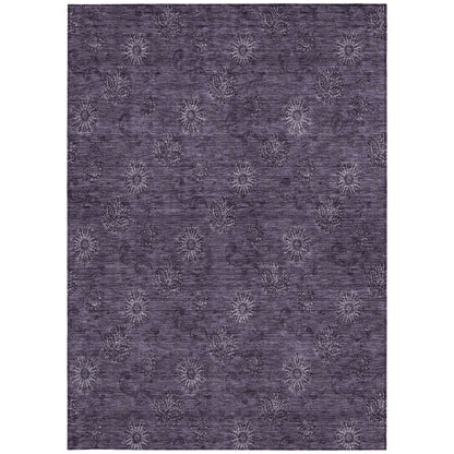 9' X 12' Eggplant And Purple Floral Washable Indoor Outdoor Area Rug-6