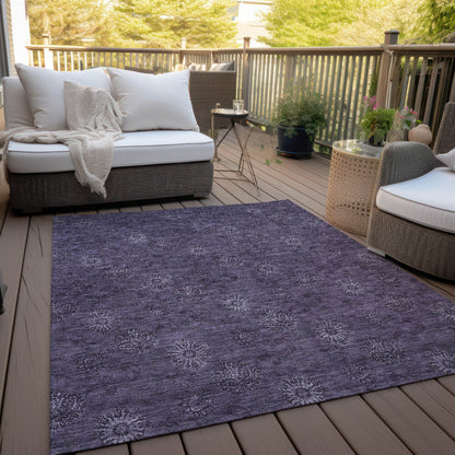 9' X 12' Eggplant And Purple Floral Washable Indoor Outdoor Area Rug-7