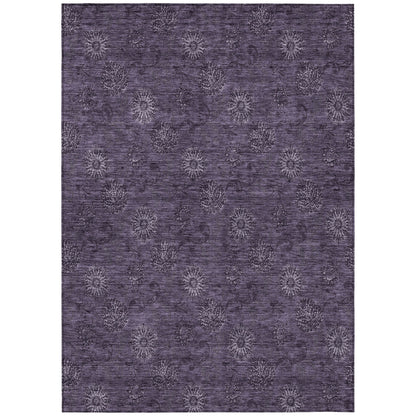 9' X 12' Eggplant And Purple Floral Washable Indoor Outdoor Area Rug-1
