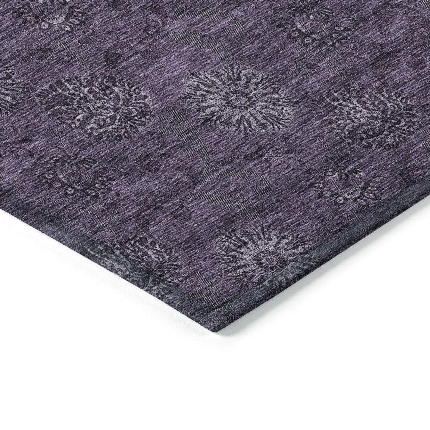 9' X 12' Eggplant And Purple Floral Washable Indoor Outdoor Area Rug-4