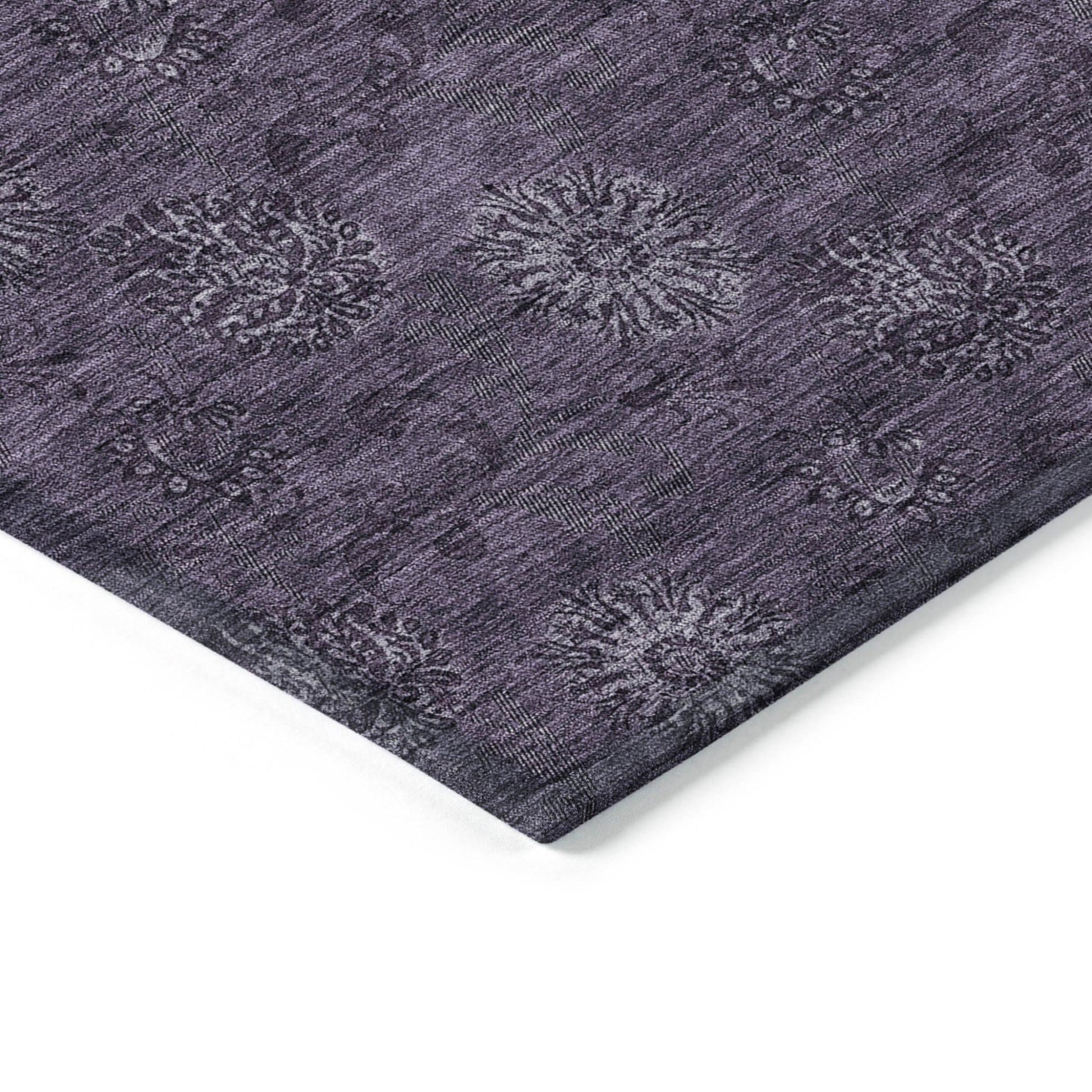 9' X 12' Eggplant And Purple Floral Washable Indoor Outdoor Area Rug-4