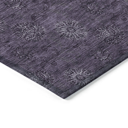 9' X 12' Eggplant And Purple Floral Washable Indoor Outdoor Area Rug-4