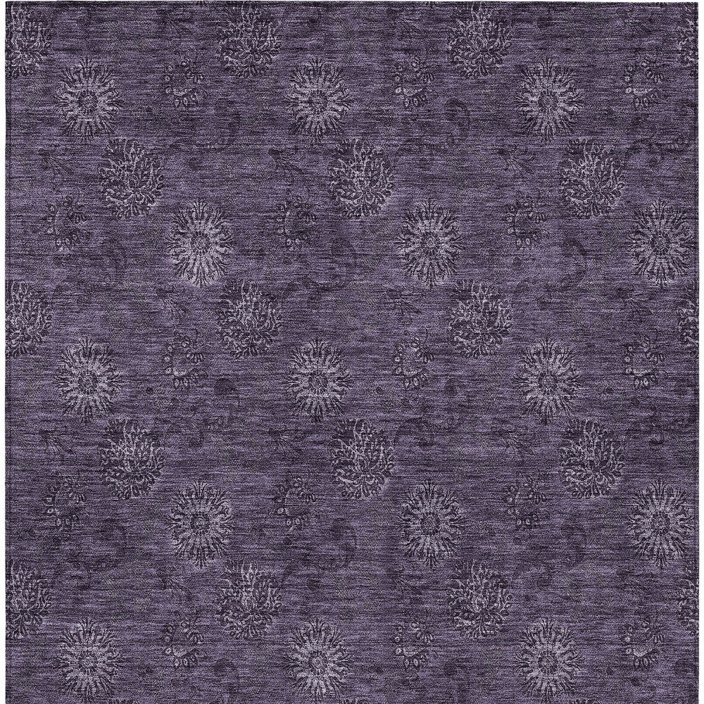 9' X 12' Eggplant And Purple Floral Washable Indoor Outdoor Area Rug-5