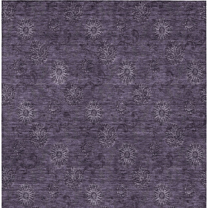 9' X 12' Eggplant And Purple Floral Washable Indoor Outdoor Area Rug-5