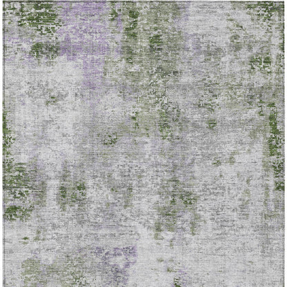 3' X 5' Olive Green And Gray Abstract Washable Indoor Outdoor Area Rug-5