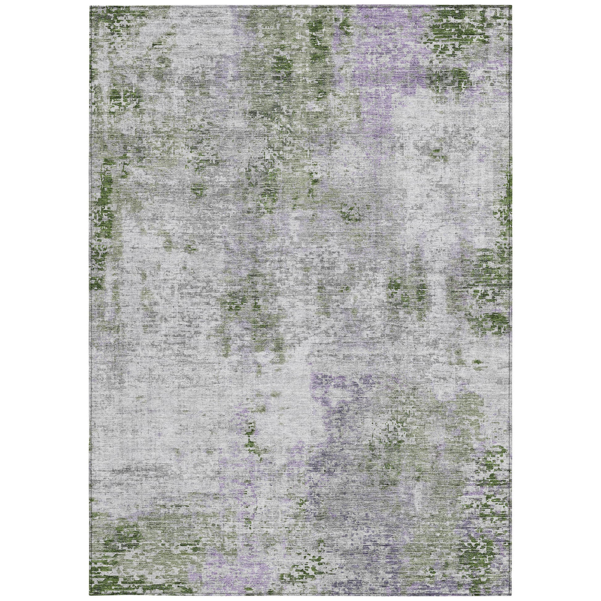 5' X 8' Olive Green And Gray Abstract Washable Indoor Outdoor Area Rug-6