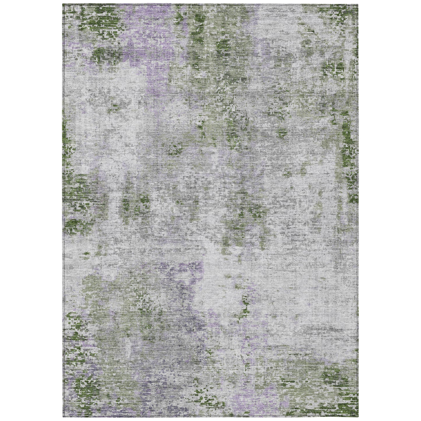 5' X 8' Olive Green And Gray Abstract Washable Indoor Outdoor Area Rug-1
