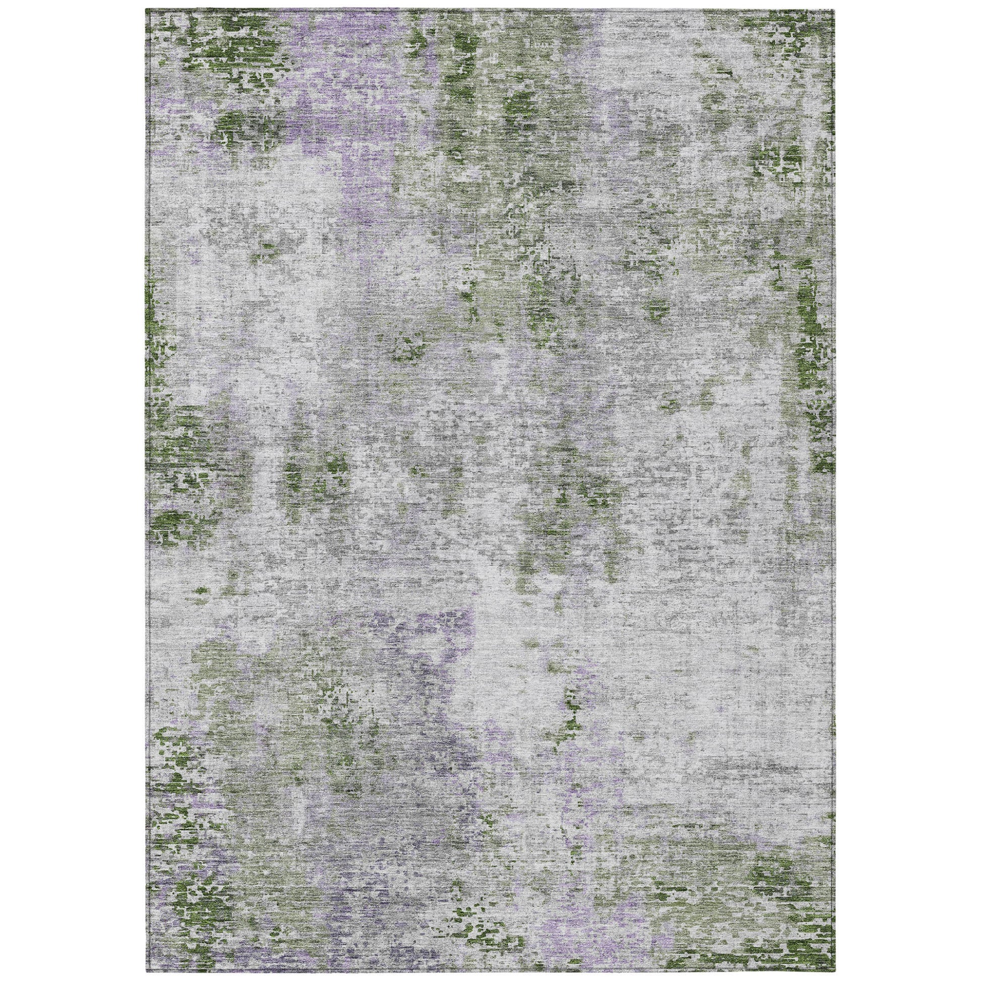 5' X 8' Olive Green And Gray Abstract Washable Indoor Outdoor Area Rug-1