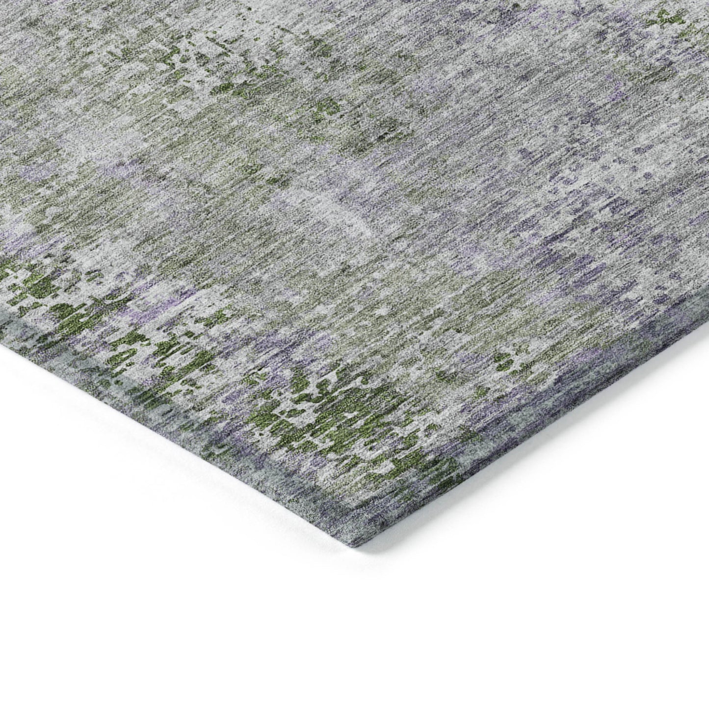 5' X 8' Olive Green And Gray Abstract Washable Indoor Outdoor Area Rug-4