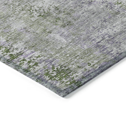 5' X 8' Olive Green And Gray Abstract Washable Indoor Outdoor Area Rug-4