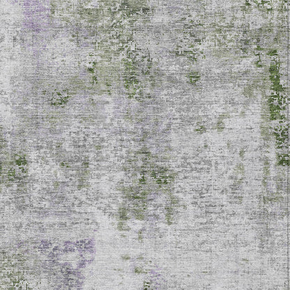 5' X 8' Olive Green And Gray Abstract Washable Indoor Outdoor Area Rug-5