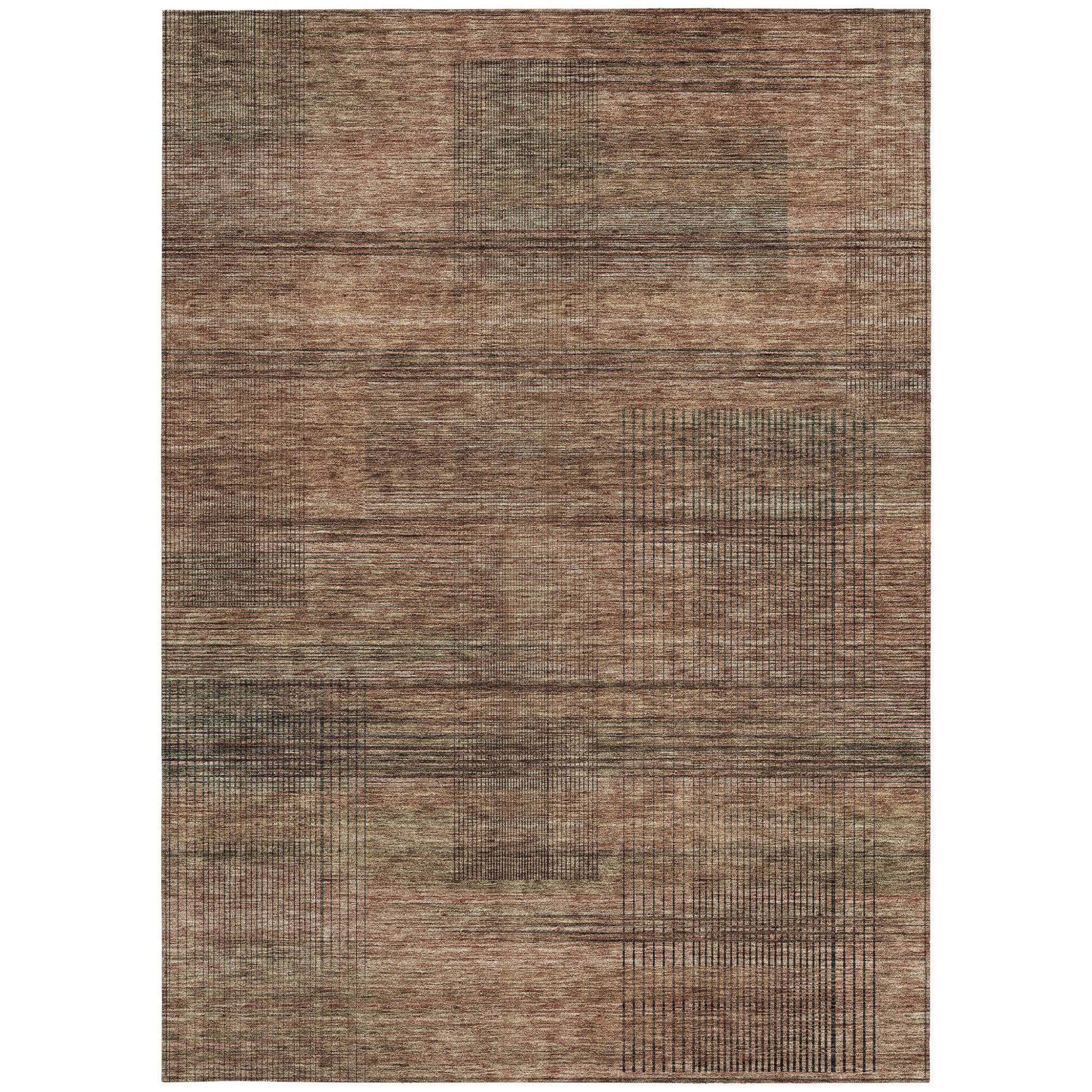 9' X 12' Orange Copper And Brown Striped Washable Indoor Outdoor Area Rug-6