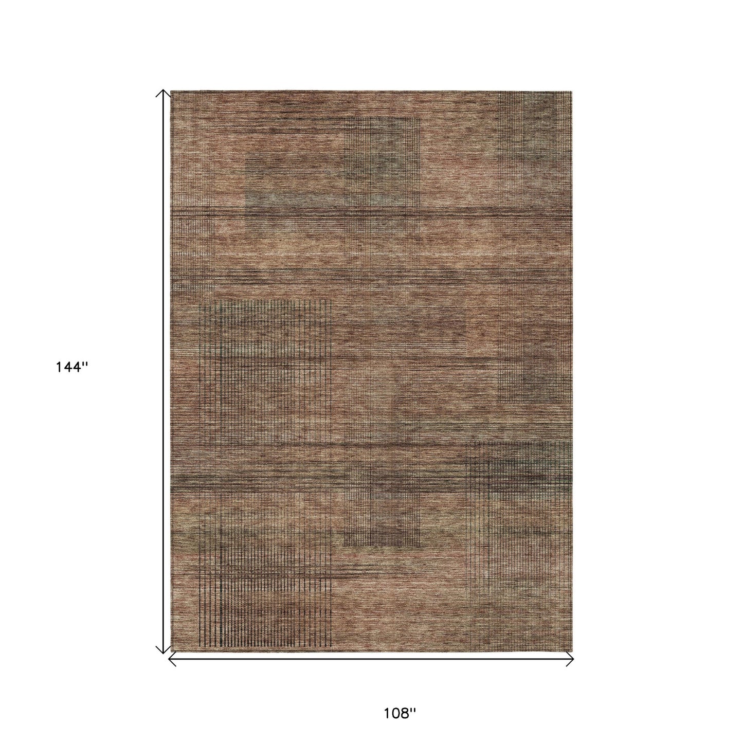 9' X 12' Orange Copper And Brown Striped Washable Indoor Outdoor Area Rug-2