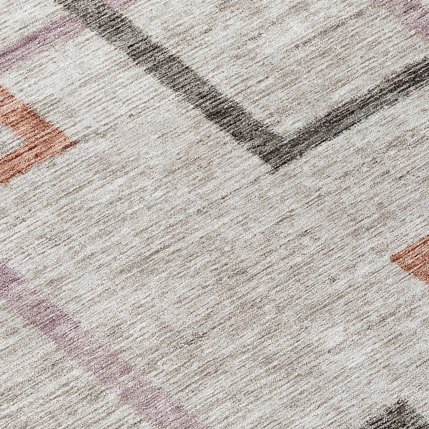 8' Taupe Charcoal And Copper Round Geometric Washable Indoor Outdoor Area Rug-7