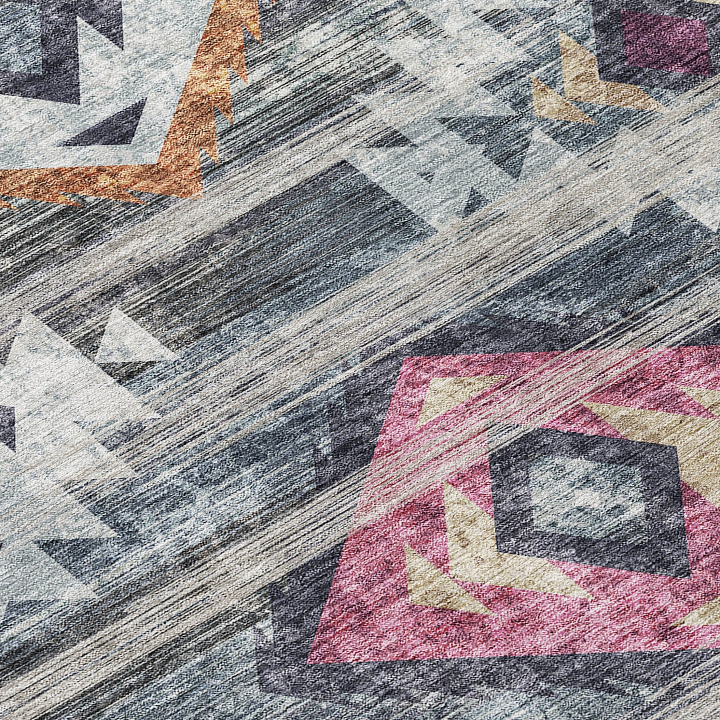 8' X 10' Gray Charcoal And Silver Southwestern Washable Indoor Outdoor Area Rug-6